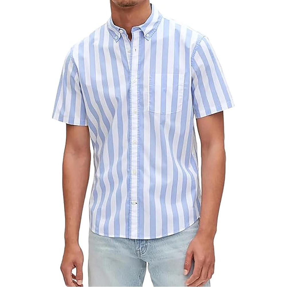 GAP Blue and White Striped Men's Stretch Poplin Shirt Size XL New with Tags